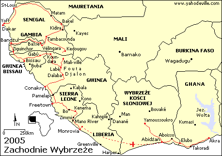 Mapa - Afryka Zachodnia - Senegal, Gambia, Gwinea, Bissau...