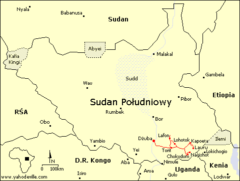Mapa Sudanu Południowego