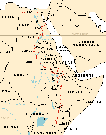 Mapa - Afryka Wschodnia - Sudan, Etiopia, Kenia