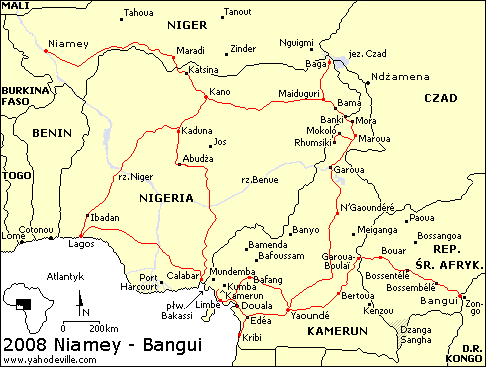 Mapa - Afryka Centralna - Benin, Nigeria, Kamerun