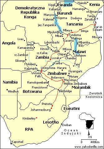 Mapa południa Afryki